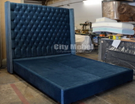 синяя кровать на заказ Киев