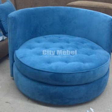 синий круглый пуфик кресло